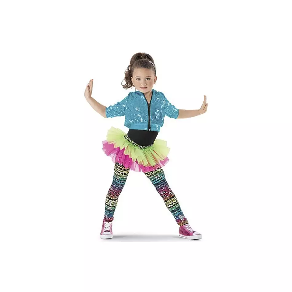 Niña vestida con tutu de colores